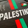 2023 2024 Palestine Soccer Jerseys Black Center Stripe (Red / Green English) Football Shirt War Justice March Football Uniforme