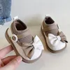 Chaussures de printemps en cuir PU pour bébés filles, premiers pas, Style coréen, avec nœud mignon, chaussures ergonomiques à semelles souples, automne