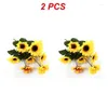 Decorative Flowers 1/2/3PCS Heads Yellow Silk Sunflower Artificial 7 Branch/Bouquet For Home Office Garden Party Wedding El Decoration