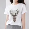 T-shirts pour femmes Casual Slim T-shirt Blanc Basic Fashion Top Design Géométrique Banlieue Motif Imprimer Col Rond Dames À Manches Courtes