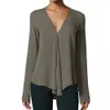 Combinaisons pour femmes barboteuses grande taille 5XL femmes col en V en mousseline de soie Blouses été volants solide féminin décontracté femme chemises femme mince bureau chemises 230421