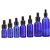 Blue Glass Liquid Reagent Pipette Bottles Eye Droper Aromatherapy 5ml-100 ml Essentialoljor Parfymer flaskor Partihandel gratis DHL JNXFX