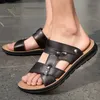 Sandals Summer Beach Wholesale Custom Cross Strap Leather Flat Slide Slippers for Men 230421