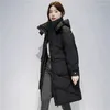 Kvinnors dike rockar vinterparka kvinnor koreanska löst passande mellanslängd stil down jacka kvinnlig huva tjock varm vadderad kappa kvinna