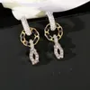 2023 Luxury Brand Designers Letters Stud Channel Clip Eartrop Round Geometric Famous Women Crystal Rhinestone Metal Earring Wedding Party Jewelry Ax9C