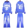 Men s hoodies tröjor Hellstar Blue Yoga Hoodie tvättade och slitna tunga tryckta kvinnors avslappnade tröja 231122