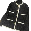 Cappotto da donna in misto lana autunno e inverno nuovo stile francese stile celebrità monopetto in tweed di colore a contrasto con collo rotondo 41KF