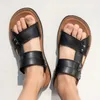 Sandals Summer Beach Wholesale Custom Cross Strap Leather Flat Slide Slippers for Men 230421