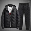 Men's Tracksuits Tracksuit Men Winter Warm Down Cotton Jacket Zipper Coat Pants Two Piece Sets Fashion Mens Joggers Set Sweat Suit 5XL