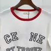 T-Shirt Femme Designer Top 2023 Été Nouveau Produit Contraste Wrap Lettre Broderie Réduction de l'âge Polyvalent Tricoté T-shirt à Manches Courtes pour Femme FN5J
