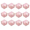 Bolsas de jóias 12pcs Bowknot Box Brincos de Brincos de Armazenamento Pinglagem Pingente Pingente Bracelet Moda Storing Pink