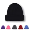 Berets Hip Hop Crimping Solid Color Beanie Hat Korean Version Casual Tide Unisex Keep Warm Autumn Winter Knitted Adult Cap
