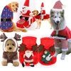 Abbigliamento per cani Abbigliamento per animali domestici Abbigliamento natalizio Gatto Cosplay Inverno Alce Stampa Velluto corallo Divertenti forniture di Babbo Natale 231122