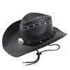 Chapeaux à large bord seau Cowboy femme Western Fedora chapeau avec corde métal tête de taureau décoration en cuir véritable casquette Jazz équitation pour hommes 230421