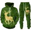 Herrspårar Män/kvinnor roliga Santa 3D Tryckt hoodie/byxor/kostym Tracksuit Set Fashion Par Outfits Christmas Party Sport Sport Duits