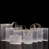 Sacs à main en PVC givré à moitié transparents Sac cadeau Maquillage Cosmétiques Emballage universel Sacs en plastique transparents Corde ronde / plate 10 tailles au choix Wsnnv