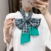 Foulards cravate ceinture lettres étroites Double pont sergé écharpe femmes Plaid mouchoir tête soie enveloppes foulard pour dames