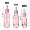 5 ml 10 ml 20 ml 30 ml 50 ml 100 ml Klare rosa Glastropfflasche Serum ätherisches Öl Parfümflaschen mit Reagenzpipette Imxbh