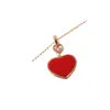 Desinger Pendant Necklaces Heart Pendant Necklace Women Red Enamel Peach Heart With Diamonds Mother of Pearl Choke Chain For Men Women Jewelry Fashion Gift