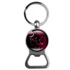 Keychains Suteyi 12 Constellatie Zodiac Sign Glass Cabochon Hanger Bottle Opener Key Keten Sieraden Verjaardagscadeau