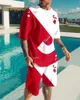 남성용 트랙복 여름 남자 티셔츠 세트 스트라이프 3D 인쇄 간단한 스타일의 짧은 슬리브 의류 매일 캐주얼 조깅 2 조각 대형 정장 230421