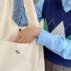 Akşam çantaları Basit Taşınabilir Eko Alışveriş Çantası Kadınlar için Büyük Kapasite Bayanlar Tuval omuz omuz kız öğrenci kızlar tote yelek çantaları