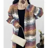 Frauen Strick 2023 Frauen Strickjacken Mantel Bunte Gestrickte Pullover WomenV-ausschnitt Vintage Strickjacke Herbst Tops