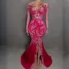 2023 Arabisch Aso Ebi Ballkleider Fuchsia Luxuriöse Meerjungfrau mit langen Ärmeln Nobler Tüll Afrikanischer Nigeria Spitze Abend formelle Party Partykleid für den zweiten Empfang ST516