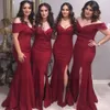 Off-shoulder Spandex Floor-length Bridesmaid Dress Split Front Mermaid Bridesmaids' & Formal Dresses