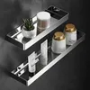 Bathroom Shelves Punch-free Stainless steel Chrome Bathroom Shelves Kitchen Wall Shelf Shower Storage Rack Black Bathroom Accessories 30-50cm 230422