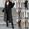 Trenchs de femmes manteaux femmes mi-long manteau décontracté pardessus revers ouvert avant cardigan d'extérieur hiver laine double boutonnage