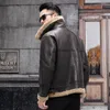 Mäns jackor Shearling Sheepskin äkta läderrock Mans B3 Bomber Päls Tjock Winter Jacket Retro Ytterkläder Trench 230811