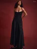 Casual Dresses Women Sexy Lace See Through Sling Maxi Dress Elegant Sleeveless Bodycon A-line 2023 Chic Female Black Party Evening Robe