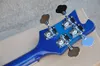 Guitare basse personnalisée Rick 4003 à 4 cordes, deux sorties, basse électrique, bleu Transparent, accessoires importés de corée du sud