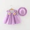 Mädchenkleider Baby Mädchen Kleid Sommer süße Hosenträger Elegante Prinzessin mit Hut Geburtstagsfeier Geschenk 0-24 Monate Kleinkindkleidung