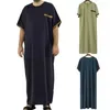 Etnische kleding 2023 Moslim Midden -Oosterse abaya's voor mannen Islam zomer Abaya Korte mouw losse oversized gewaad Arabische kaftan mode