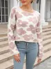 Kvinnors tröjor Karsany Short Sweater Top For Women Flower Knit Pullovers Autumn Outwear Casual Crop Oversize Tops 2023