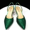 Chaussures habillées Chan High Talons pour Lady Designer de luxe Couleur verte Full Diamond pointu Toe chaussure de mariage et sac ensemble pour la fête 231121
