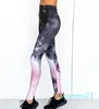 Yoga kläder kvinnor ihålig tryckning Vest Leggings Set Elastic Fitness Sport Tank Top Pant Ladies Running Female Clothing