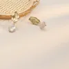 Dangle Oorbellen 14Kgold Grote Platte Zoetwaterparel Drop Voor Vrouwen Goud Metaal Witte Natuurlijke Barokke Sieraden HYACINT