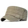 Gorras de algodón lavado militar sombrero de copa plana ajustable hombres mujeres cadete ejército Casual diseño único Vintage béisbol al aire libre 230421