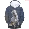 Męskie bluzy moda zwierzę z kapturem z kapturem 3D drukowane koni bluzy bluzy kobiety unisex pullover jesienne chłopcy dziewczęta Hip Hop Streetwear Tops