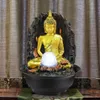 Statua di Buddha Fontane decorative Fontane d'acqua per interni Artigianato in resina Regali Feng Shui Desktop Fontana domestica 110 V 220 V E270j