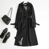 Women s Fur Faux 2023 Elegant Trench Coat for Women Korean Fashion Winter Clothes Double Breasted with Belt Casual Jackets Solid Long 231122