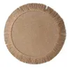 Tapis de Table rond en Jute, napperon en lin, décoration à franges simples, Protection de l'environnement, isolation thermique, tapis antidérapant