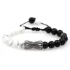 Strand Stainless Steel Cross Natural Double Line Obsidian Stone Bead Bracelet Tiara Bracelets Fashion Braid For Women Men