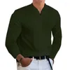 T-shirt da uomo Autunno Con scollo a V Pullover Primavera Moda Colore puro Formale 2023 Abbigliamento uomo Slim Manica lunga Top Tees Uomo Streewtear