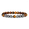 Charmarmband tiger eye och svart onyx armband uppsättning för män kvinnor 8mm pärlstav smycken gotiska tillbehör perfekt present fashionabla par