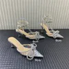 Dress Shoes MACH Bow Rhinestones Sexy Banquet High-heeled Sandals Female Pvc Transparent Slippers.