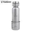 Water Bottle Tomshoo 600 ml 750 ml bouteille d'eau en titane avec tasse en titane 300 ml fournitures de Camping en plein air tourisme sport bouteille d'eau boisson Bott Q231122